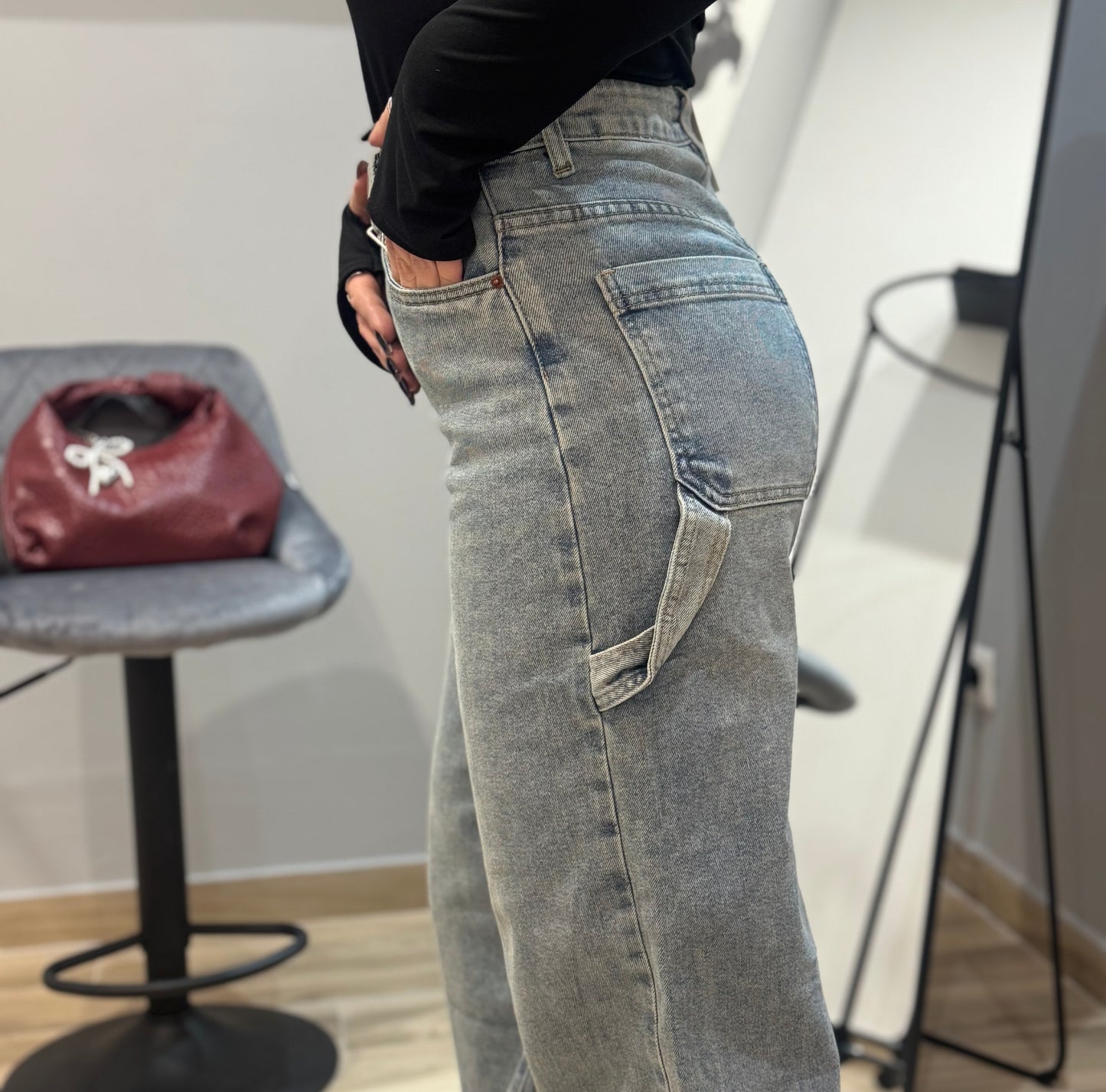 JEANS WIDE BALLON CHIARO