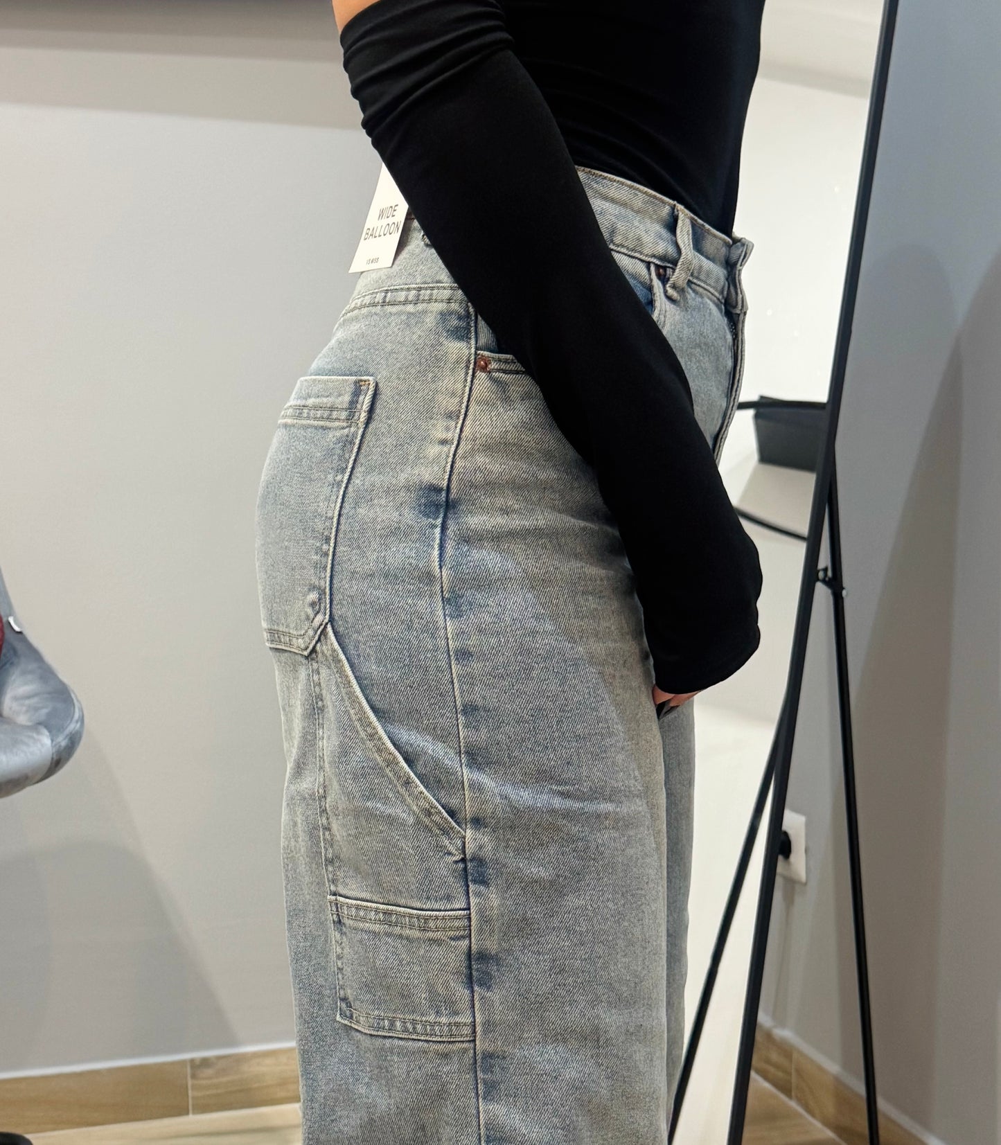 JEANS WIDE BALLON CHIARO