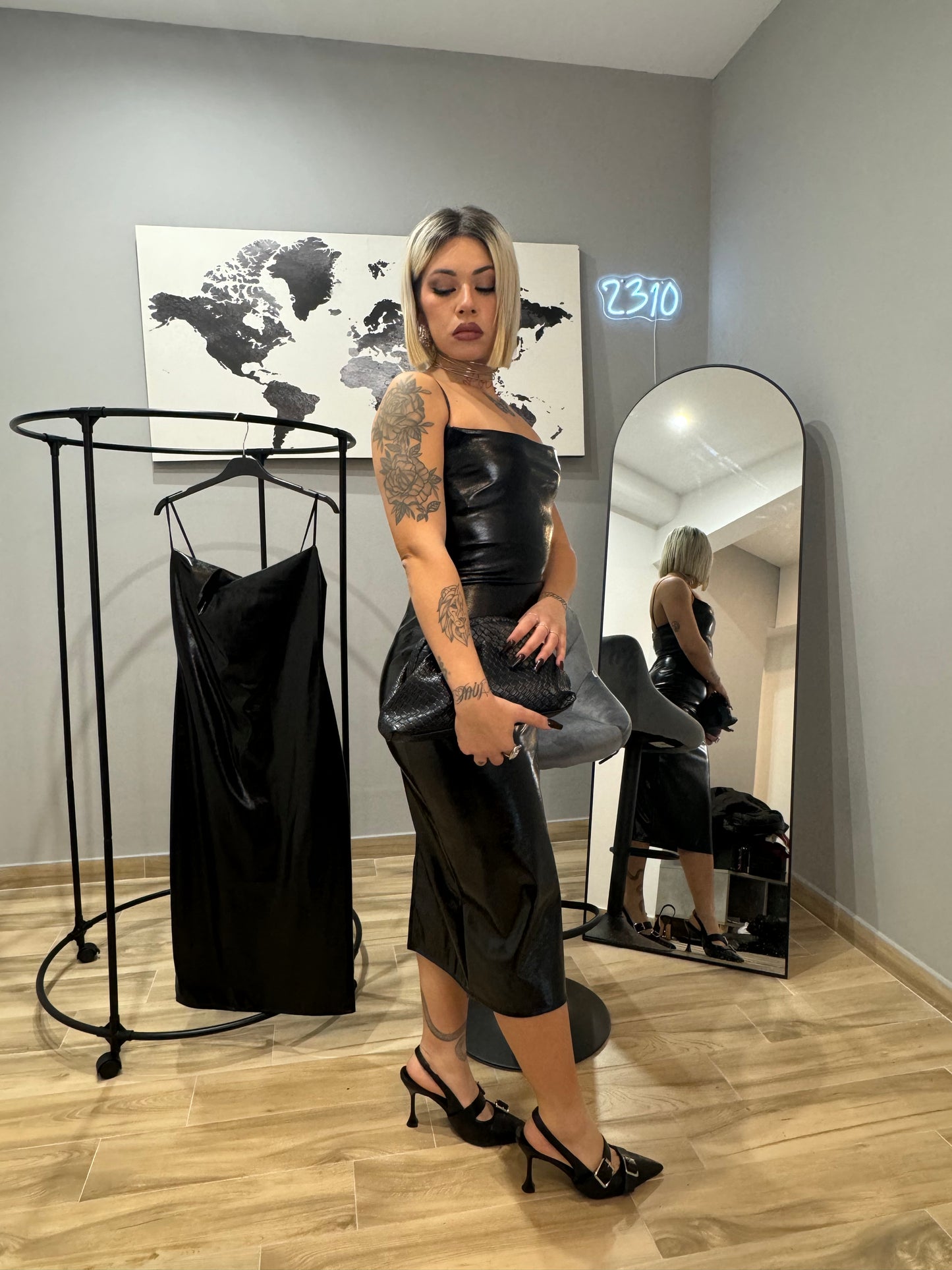 DRESS ECOPELLE NERO