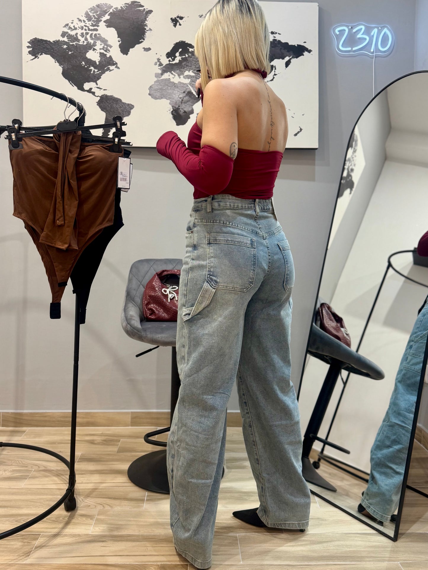 JEANS WIDE BALLON CHIARO