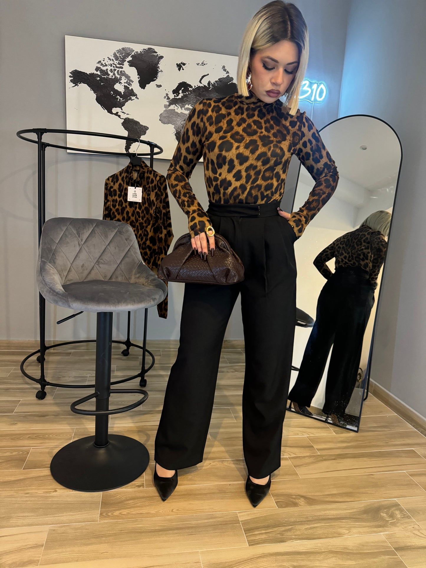 PANTALONE WIDE LEG NERO