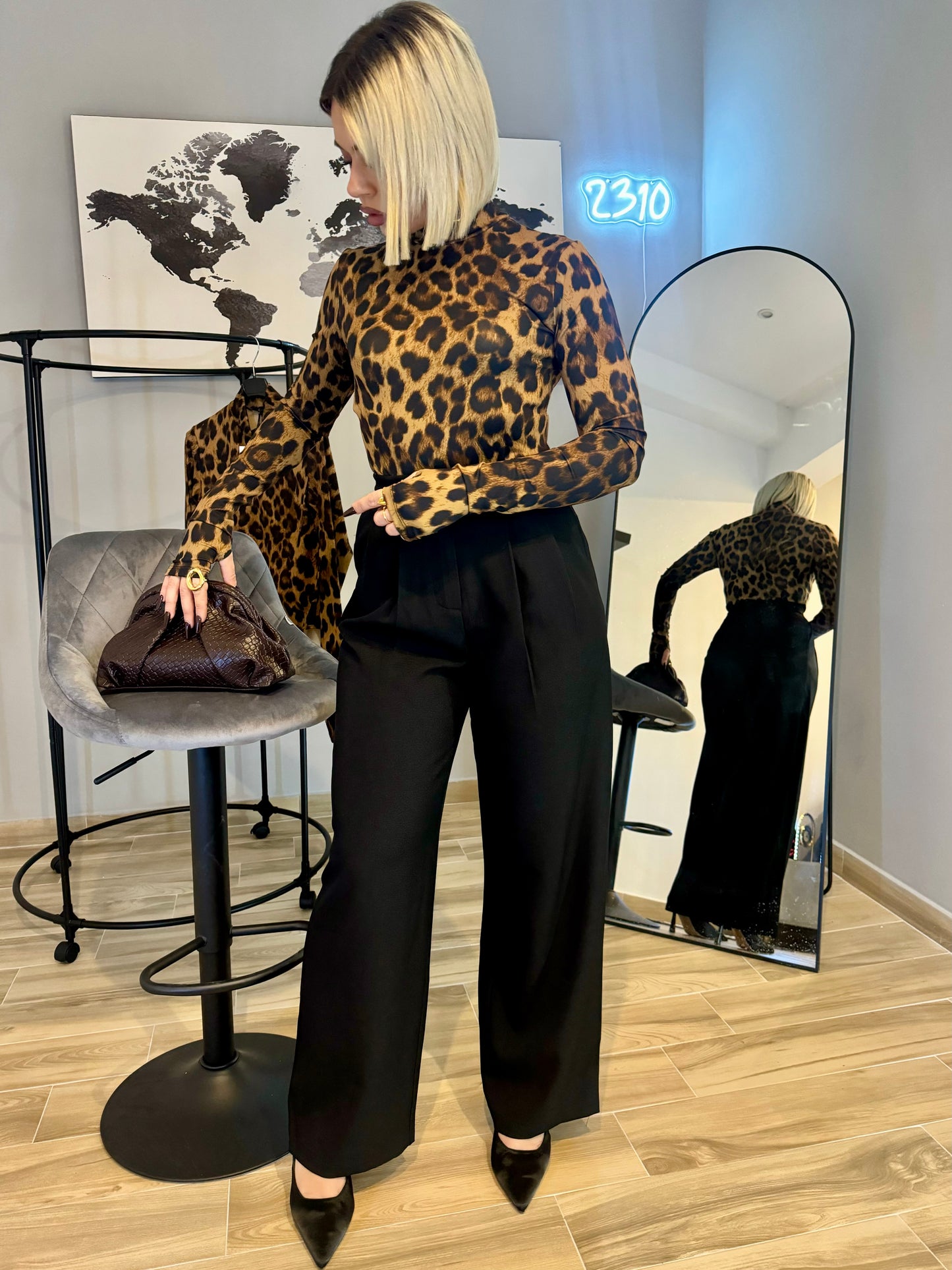PANTALONE WIDE LEG NERO