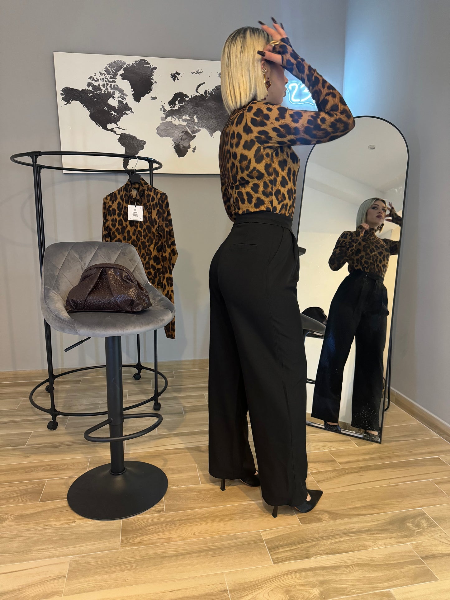PANTALONE WIDE LEG NERO