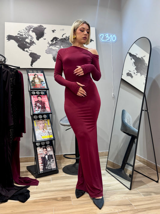 DRESS KIM LUNGO Bordeaux